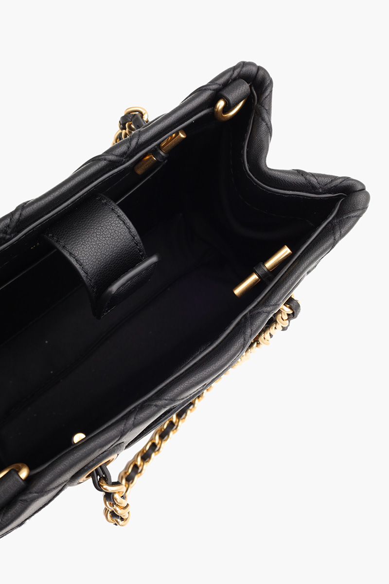TORY BURCH Mini Fleming Soft Chain Tote Bag in Black GHW 3