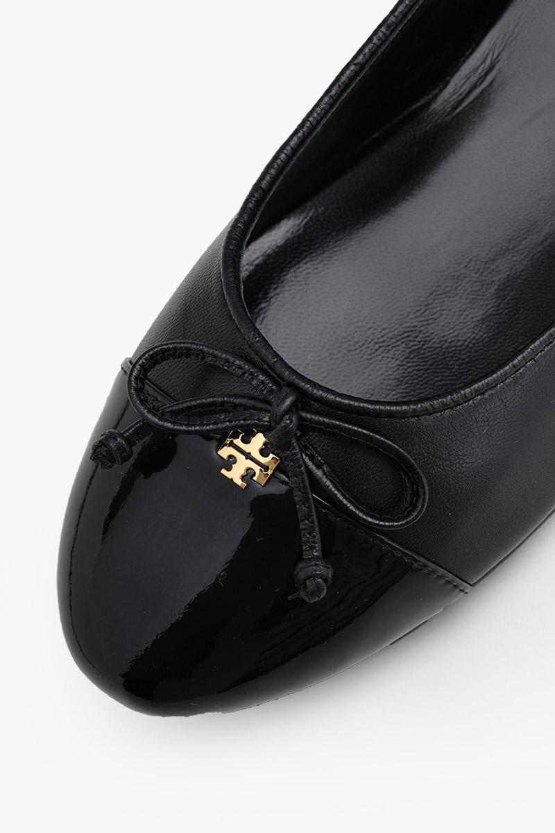 TORY BURCH Bow Double T Cap-Toe Ballets in Perfect Black/Perfect Black 4