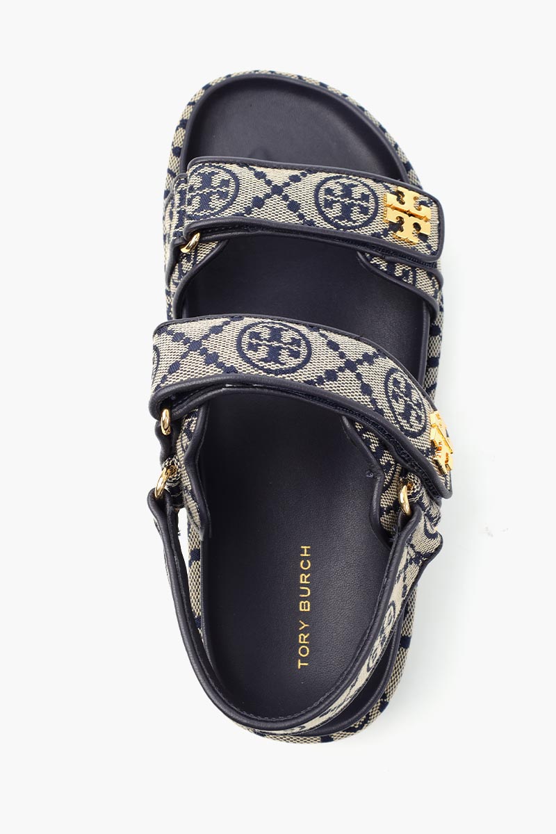 TORY BURCH T Monogram Kira Sport  Velcro Strap Sandals in Perfect Navy 3