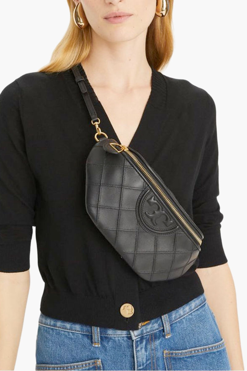 TORY BURCH Fleming Soft Convertible Belt Bag in Black Nappa Leather 3
