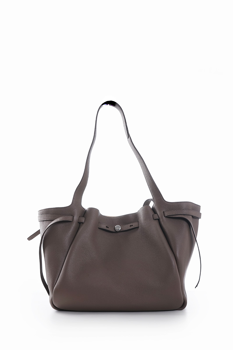 TORY BURCH Large Romy Tote Bag in Coffee Soft Pebbled Leather 0