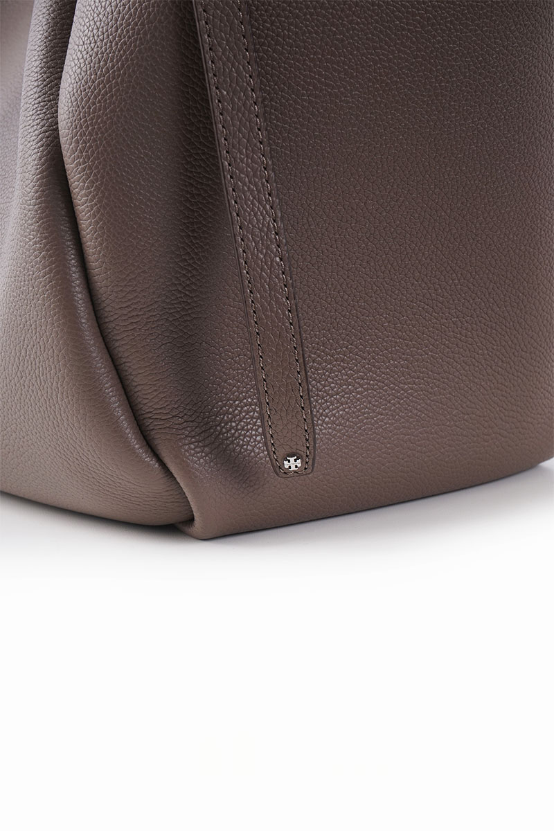 TORY BURCH Large Romy Tote Bag in Coffee Soft Pebbled Leather 3
