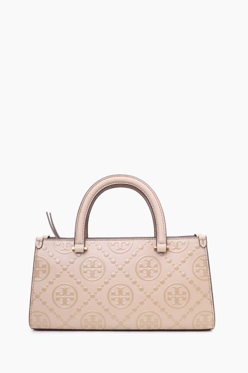 TORY BURCH Small Embossed T Monogram East-West Tote Bag in Fresh Clay Leather 2