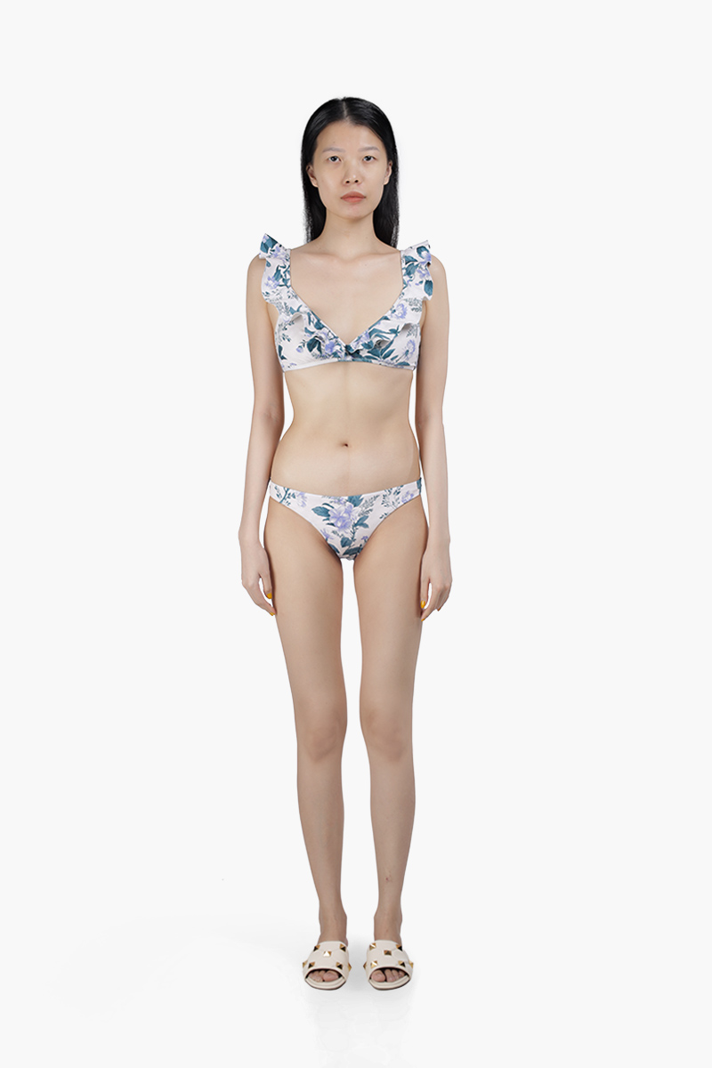 ZIMMERMANN Cassia Floral Waterfall Frill Bikini Set in Hydrangea Multicolors 0