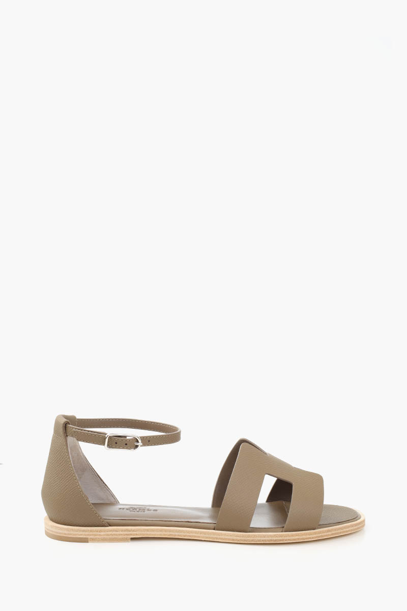 HERMÈS Santorini Sandals In Etaupe Epsom Calfskin 0