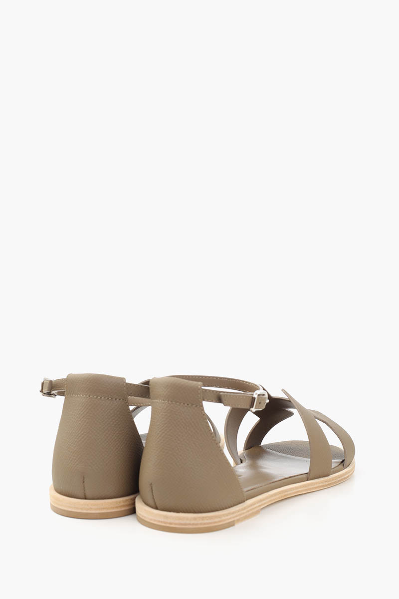 HERMÈS Santorini Sandals In Etaupe Epsom Calfskin 1