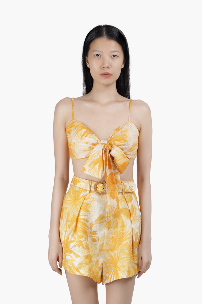 ZIMMERMANN Mae Palm Tree Print Shorts in Amber Palm 0
