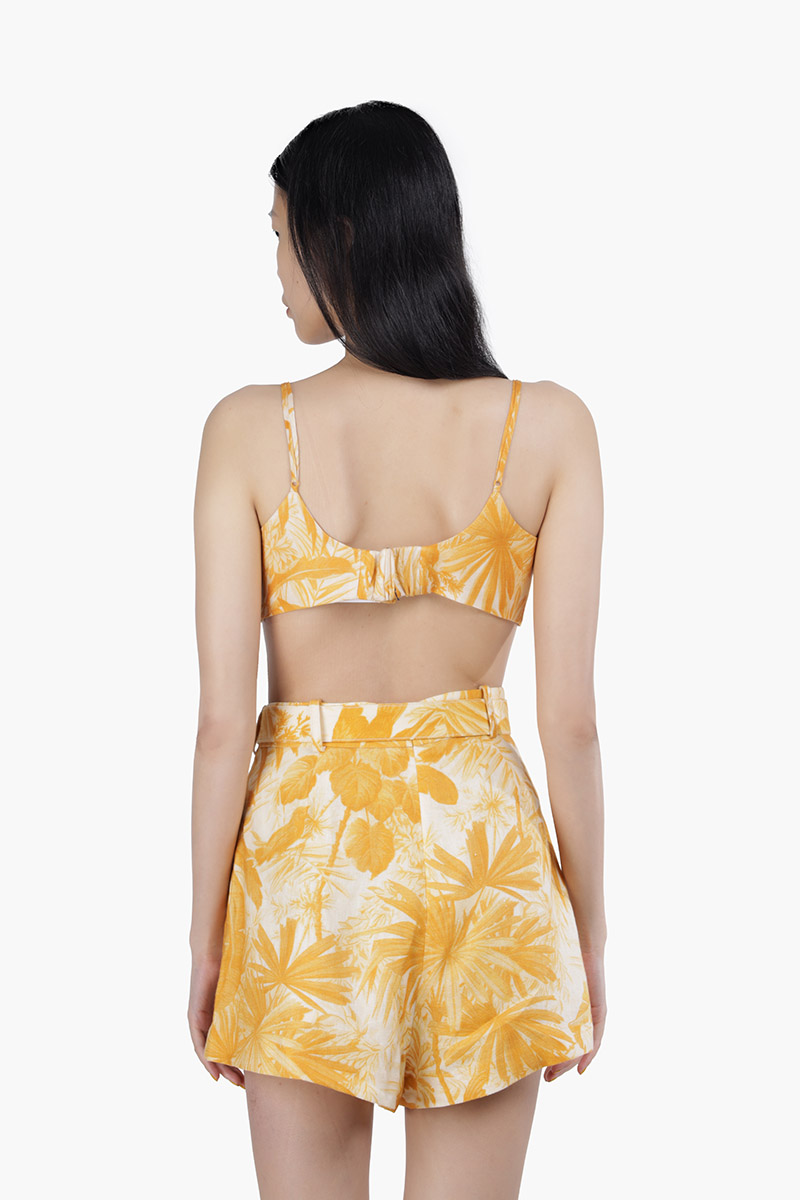 ZIMMERMANN Mae Palm Tree Print Bralette in Amber Palm with Bow 1