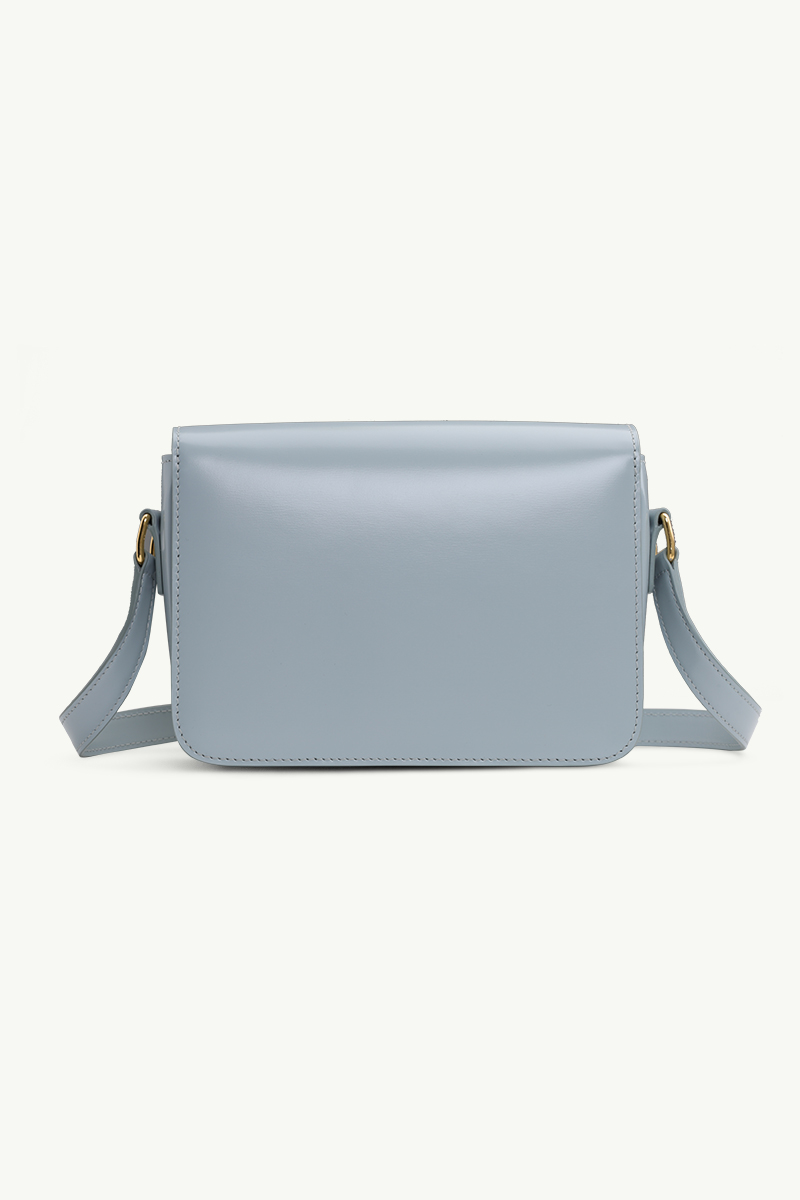 CELINE Teen Triomphe Shoulder Bag in Ice Blue Shiny Calfskin Leather GHW 1