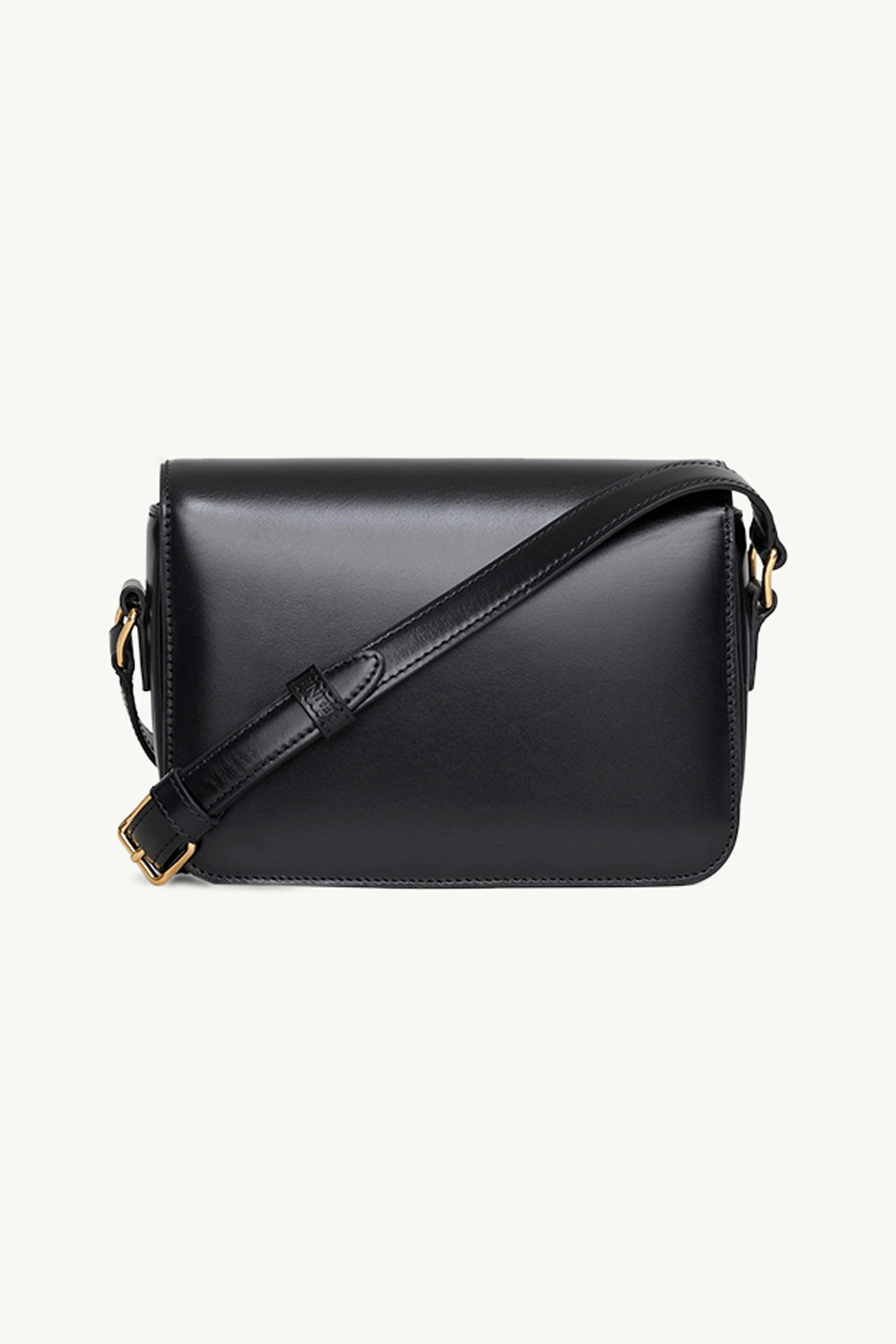 CELINE Teen Triomphe Shoulder Bag in Black Shiny Calfskin Leather GHW 1