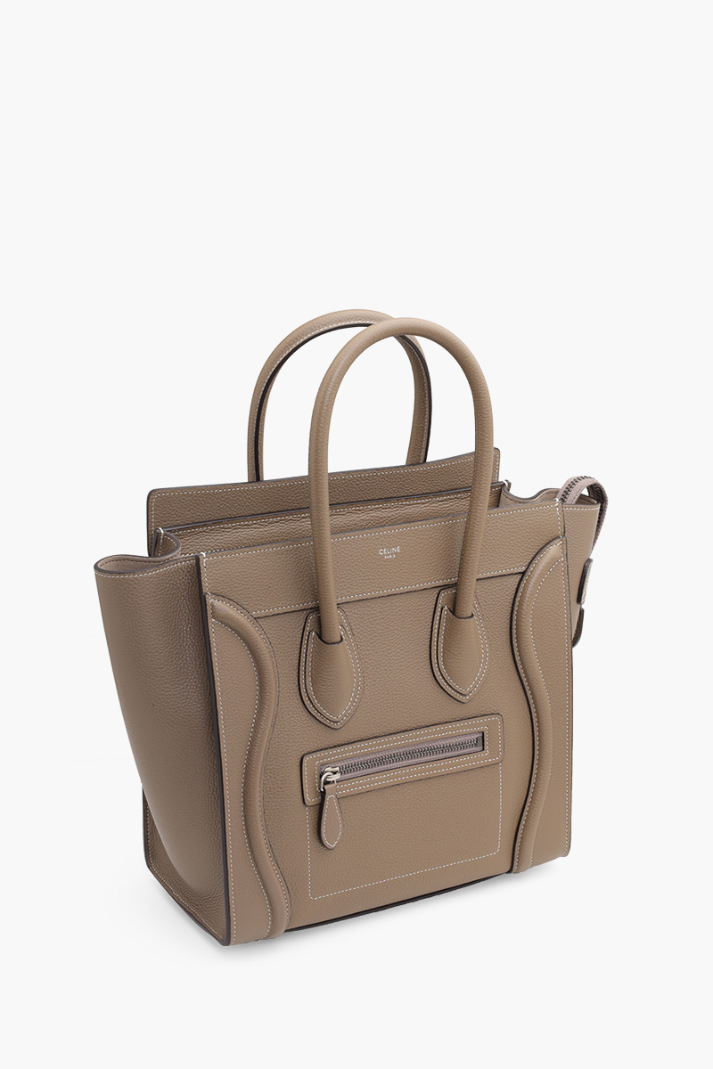 CELINE Micro Luggage Bag in Souris Drummed Leather 2