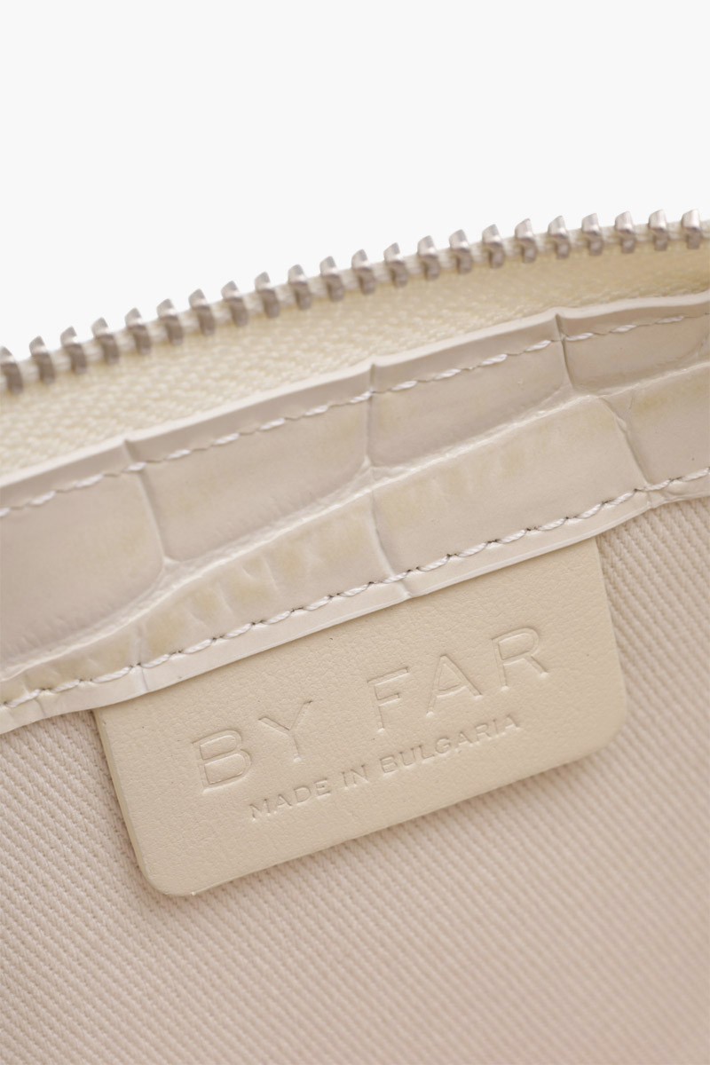 BY FAR Rachel Shoulder Bag in Cream Croco Embossed Leather 3