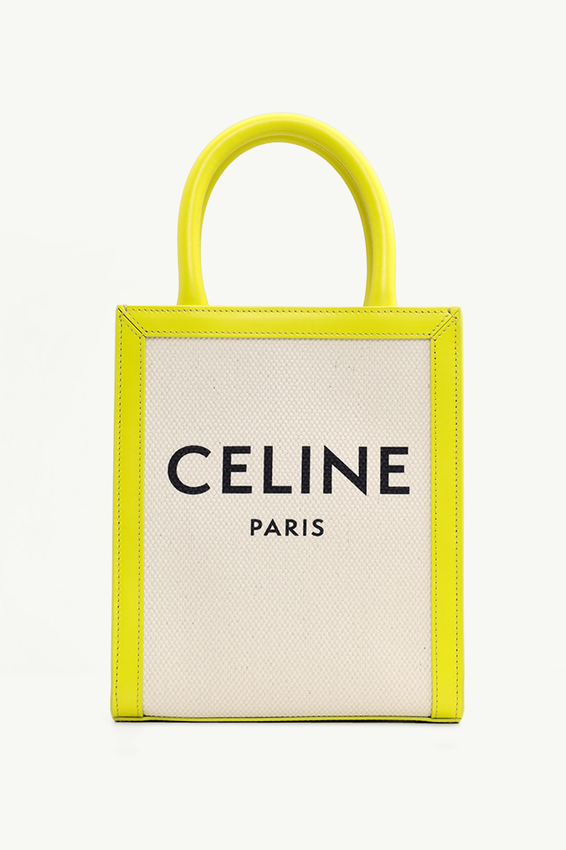 CELINE Mini Vertical Cabas in Natural/Anis with Celine Print 0