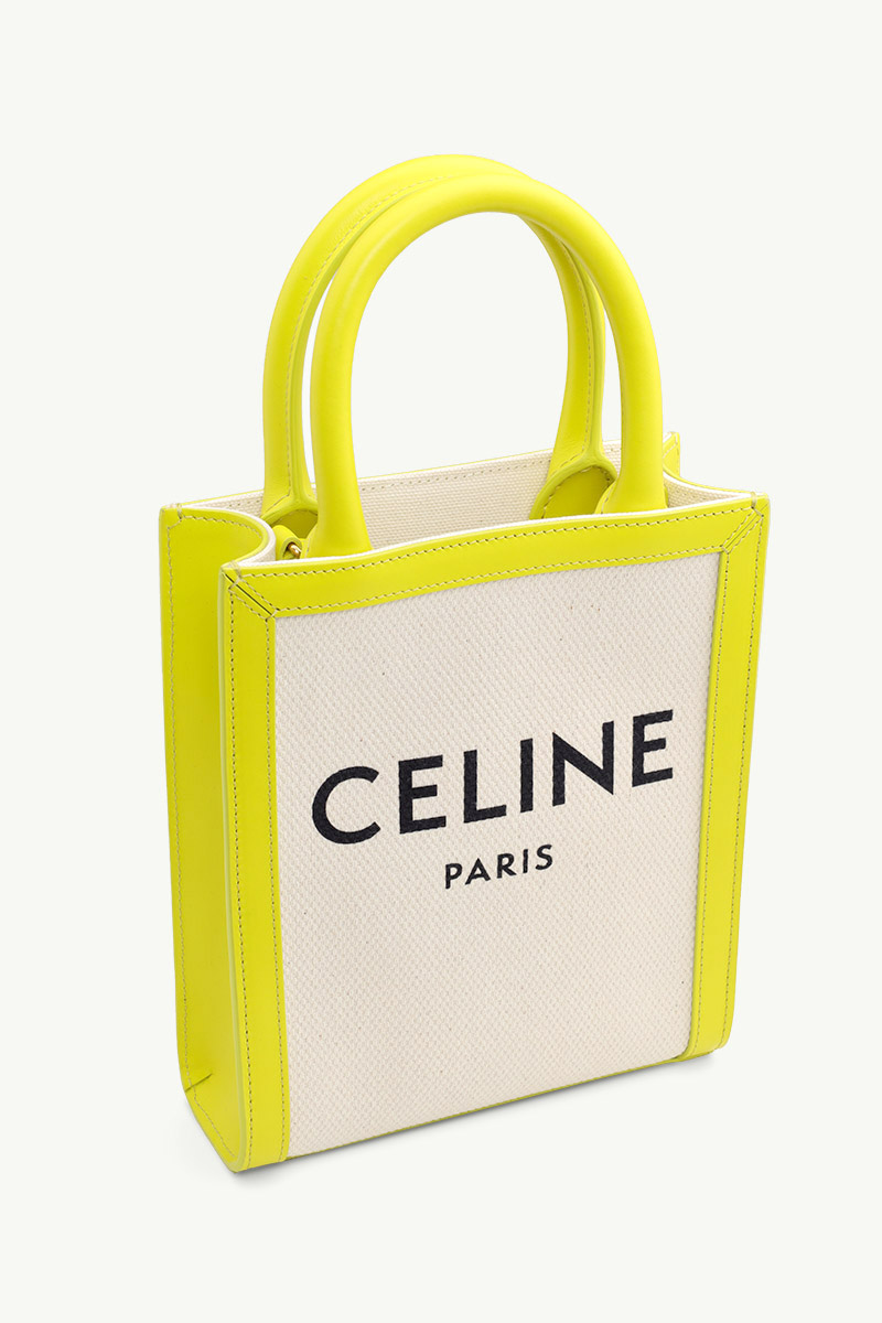 CELINE Mini Vertical Cabas in Natural/Anis with Celine Print 2