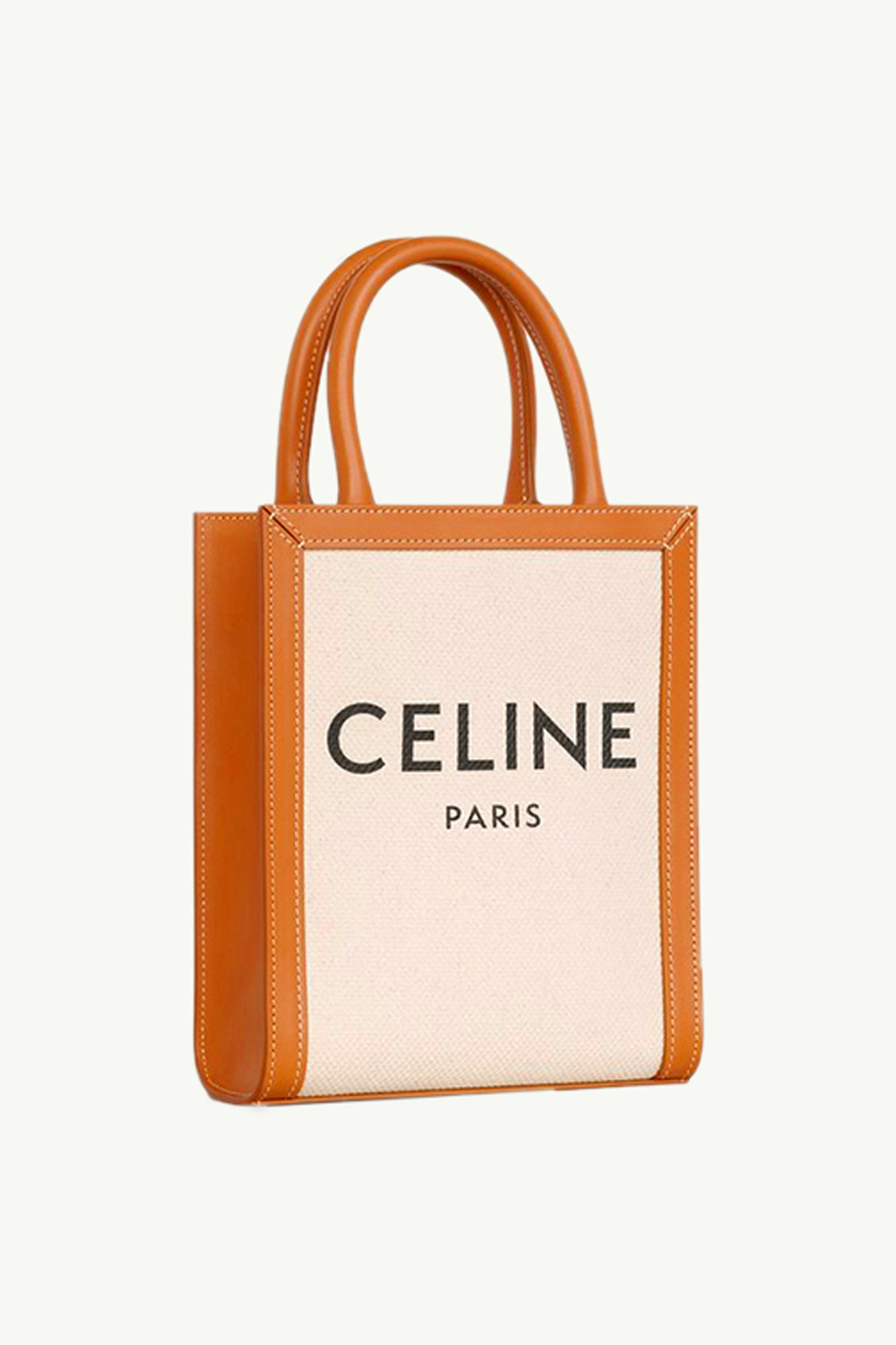 CELINE Mini Vertical Cabas in Natural/Tan with Celine Print 2