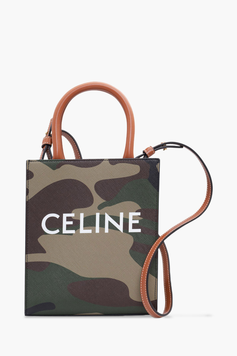 CELINE Mini Vertical Camouflage Cabas in Khaki Multicolor with Celine Print 0