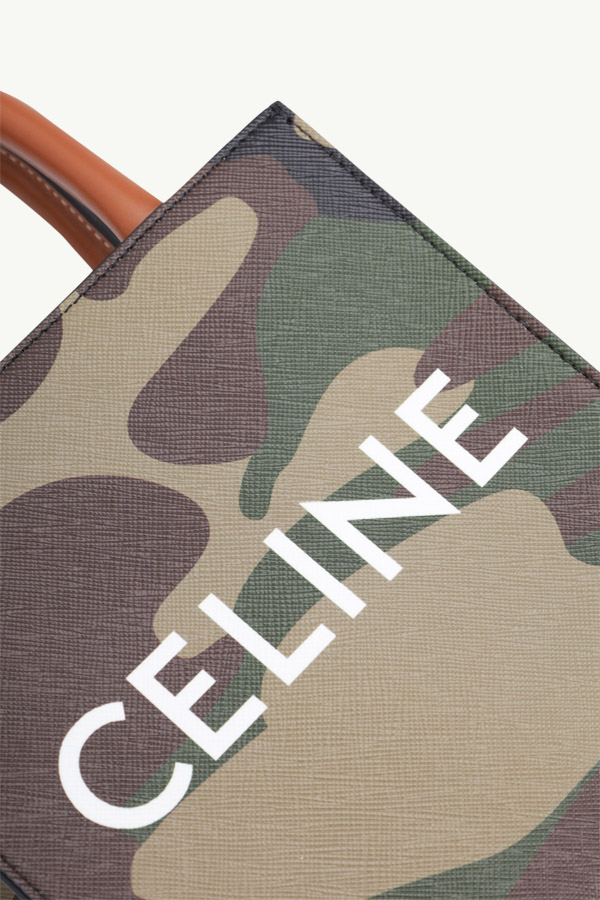 CELINE Mini Vertical Camouflage Cabas in Khaki Multicolor with Celine Print 3