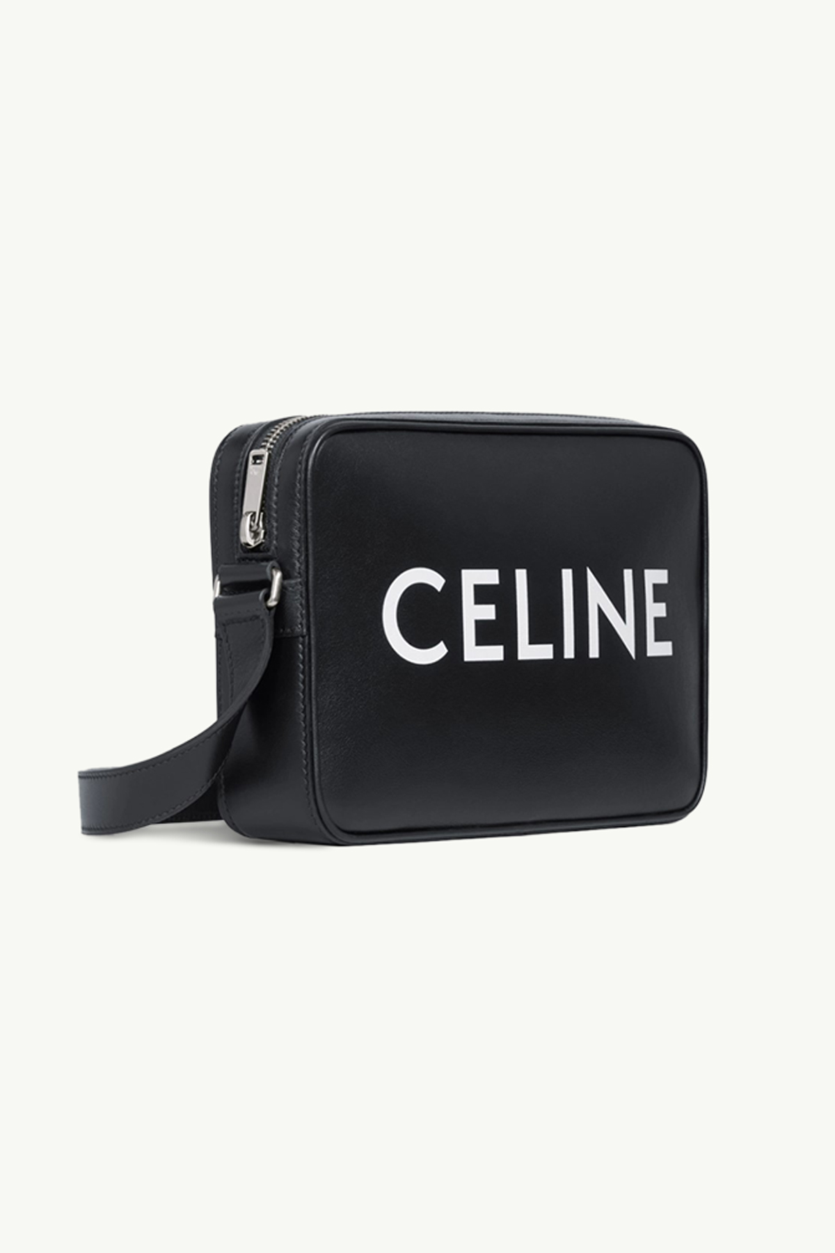 CELINE Medium Messenger Bag in Black Smooth Calfskin with Celine Print 2