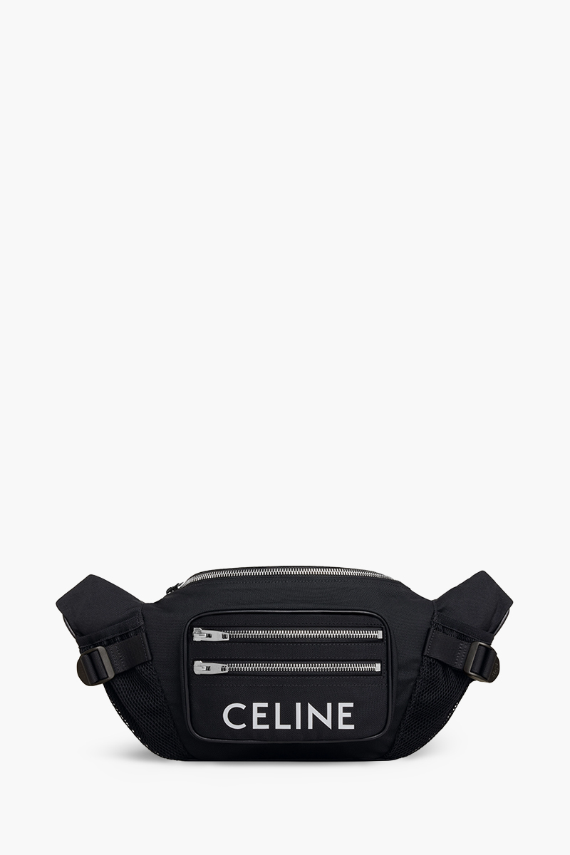 CELINE Large Zipped Trekking Belt Bag in Black Nylon with Celine Print 0