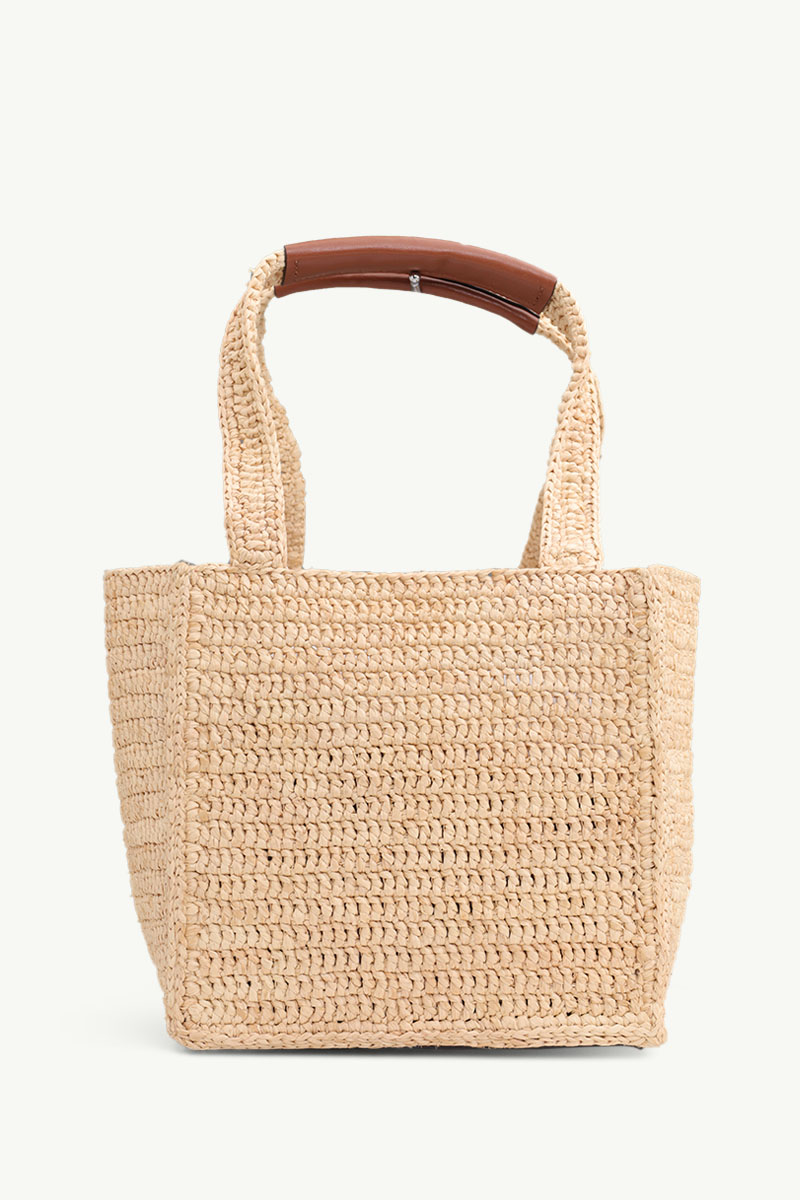 CELINE Cuir Triomphe Cube Bag in Natural/Tan Raffia x Calfskin 1