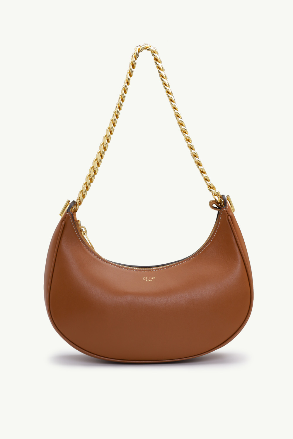 CELINE Medium Ava Chain Shoulder Bag in Tan Smooth Calfskin 0