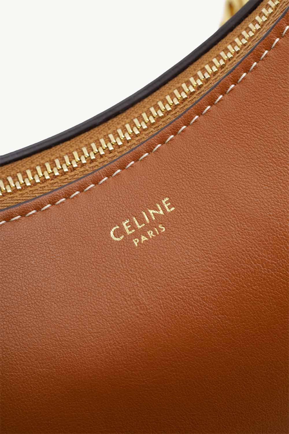 CELINE Medium Ava Chain Shoulder Bag in Tan Smooth Calfskin 3