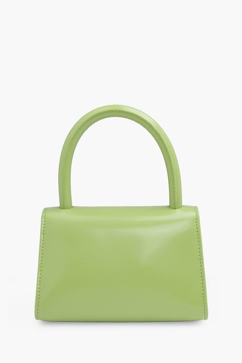 BY FAR The Mini Handbag in Lime Green Semi Patent Leather 1