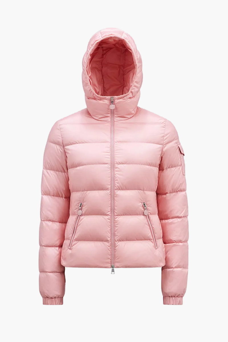 MONCLER Women The Gles Short Down Jacket in Pink with Hoodie 0