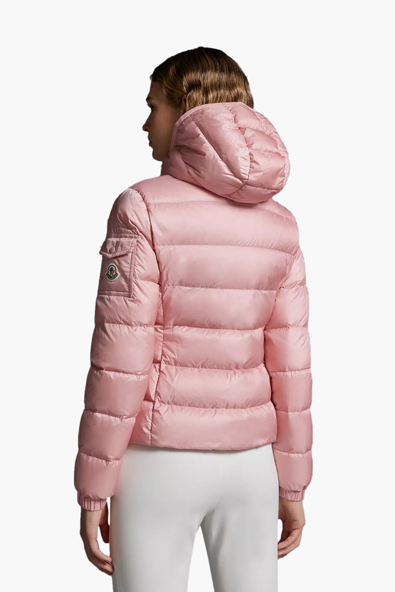 MONCLER Women The Gles Short Down Jacket in Pink with Hoodie 2