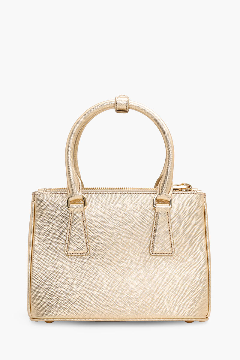 PRADA Mini Galleria Top Handle Shoulder Bag in Platinum Saffiano Leather 1