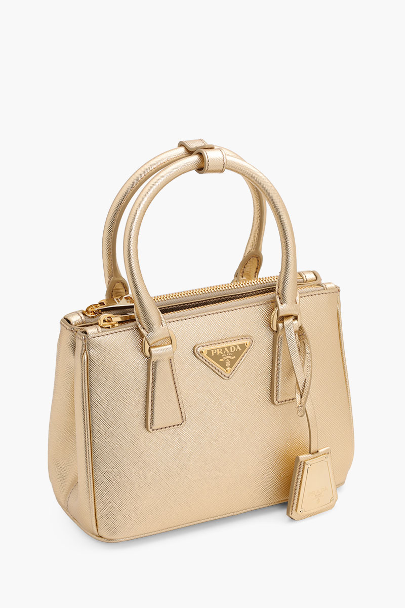 PRADA Mini Galleria Top Handle Shoulder Bag in Platinum Saffiano Leather 2