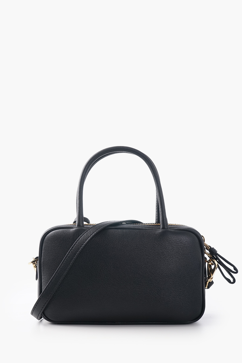 PRADA Triangle Logo Handbag in Black Calf Leather 2