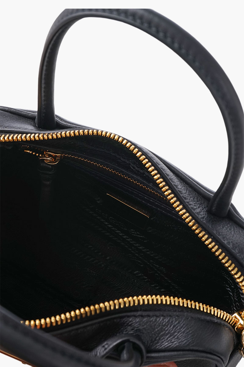 PRADA Triangle Logo Handbag in Black Calf Leather 3