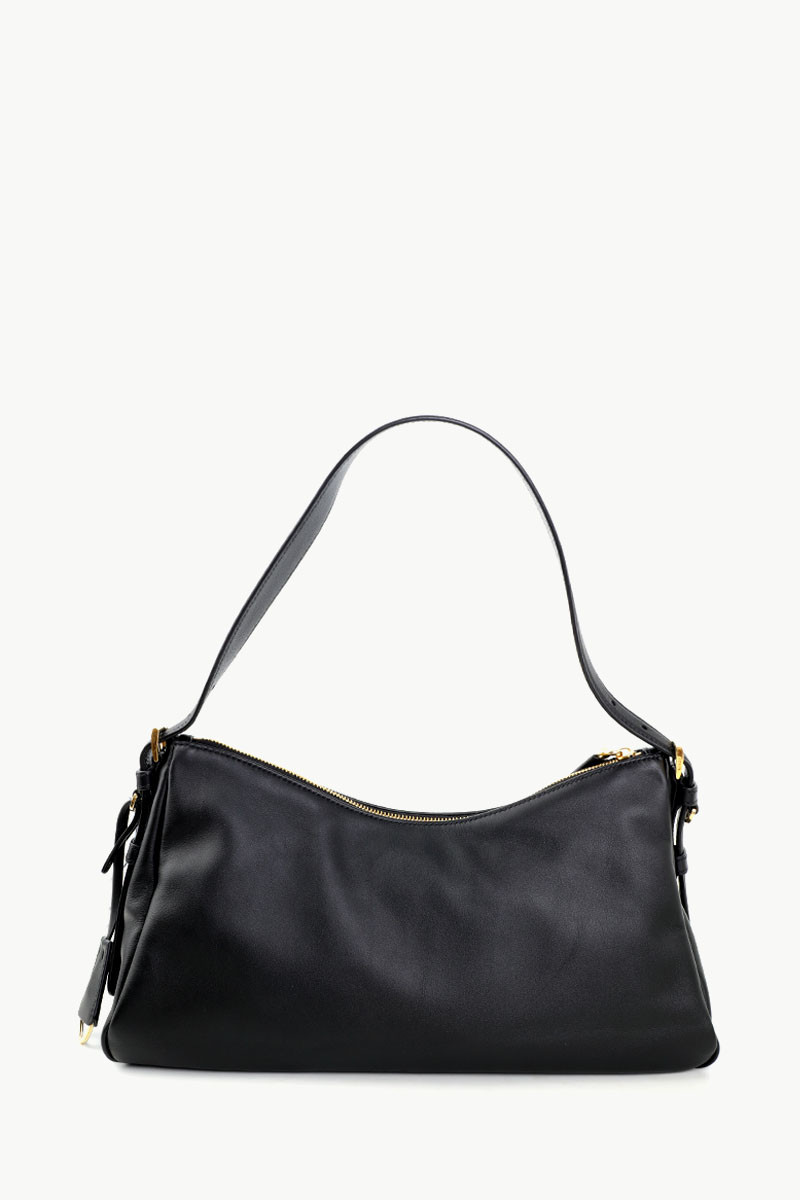 PRADA Aimee Triangle-Logo Zipped Shoulder Bag in Black Calfskin Leather 2