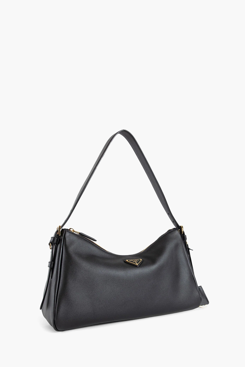 PRADA Medium Aimée Shoulder Bag in Black Grained Calfskin 1