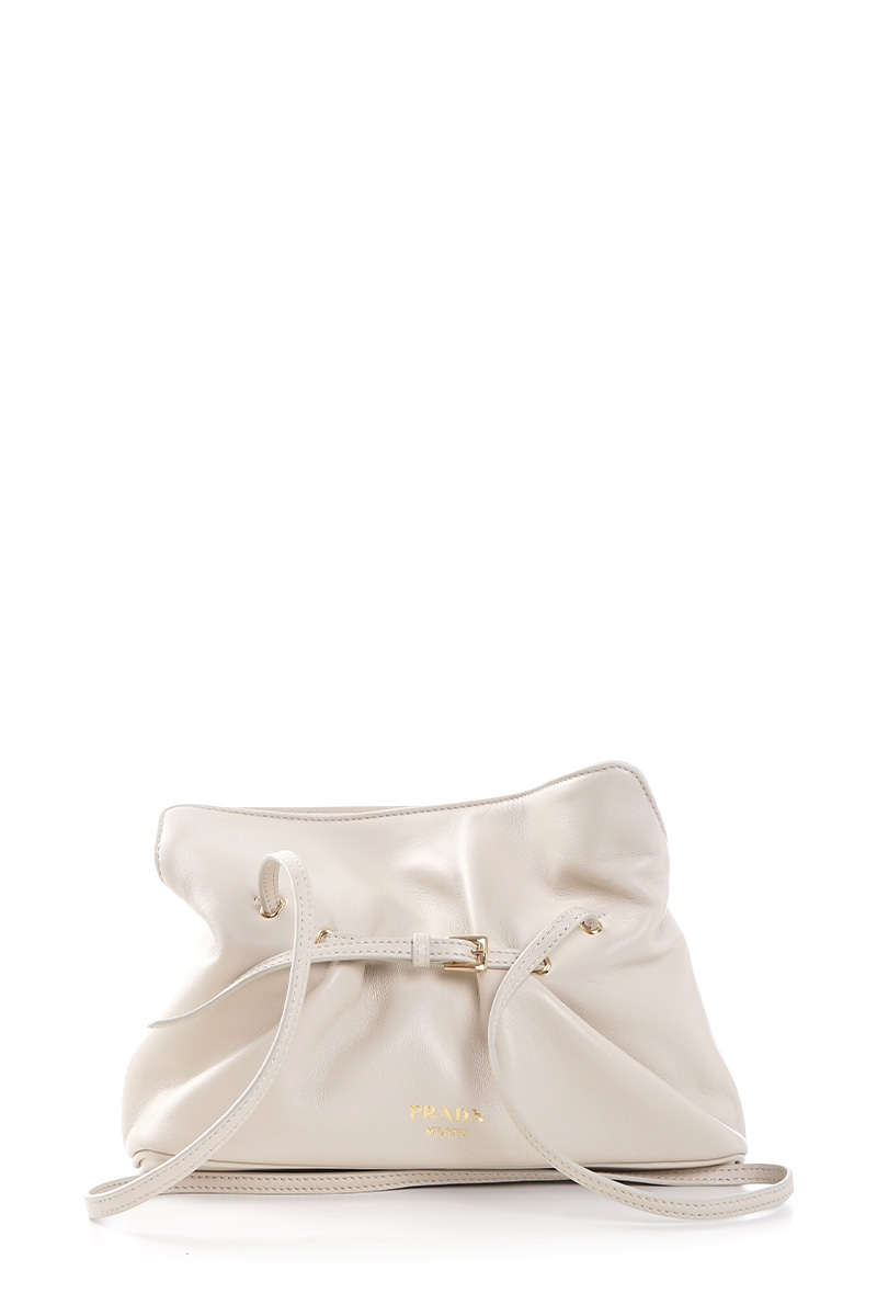 PRADA Small Dada Shoulder Bag in Ivory Nappa Leather 0