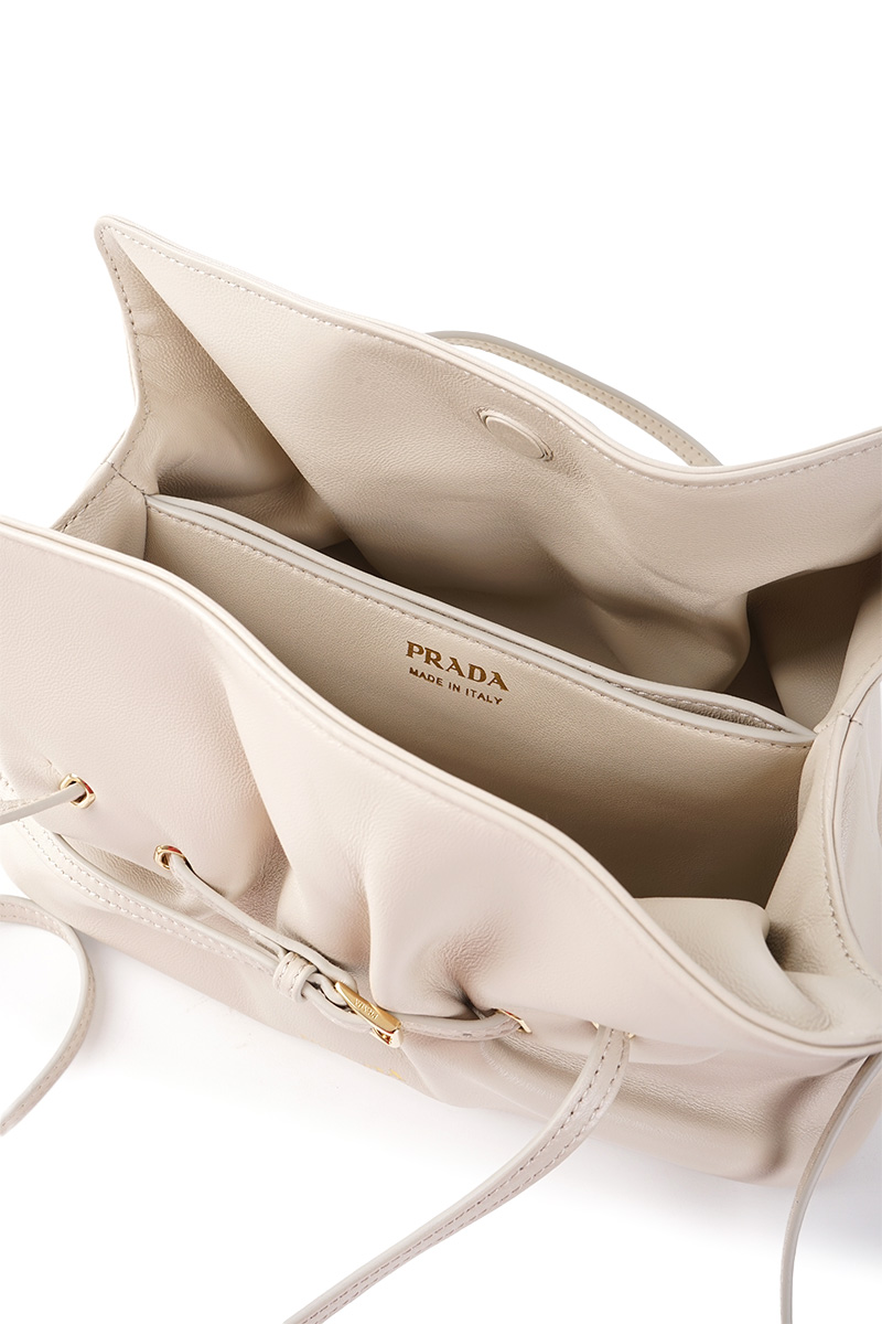 PRADA Small Dada Shoulder Bag in Ivory Nappa Leather 4
