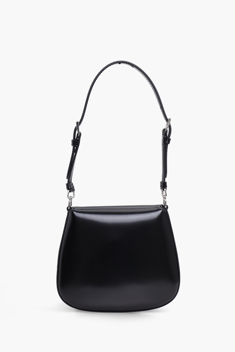 PRADA Cleo Flap Shoulder Bag in Black Brushed Leather 1