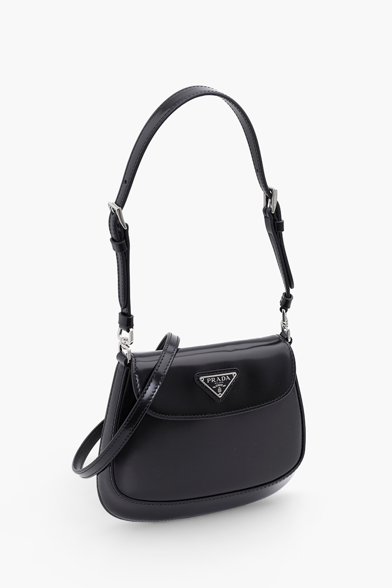 PRADA Cleo Flap Shoulder Bag in Black Brushed Leather 2