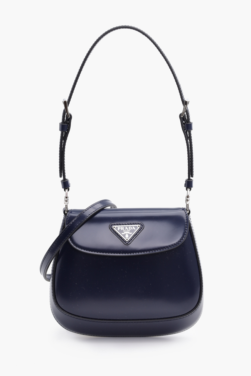 PRADA Cleo Flap Shoulder Bag in Baltic Blue Brushed Leather 0