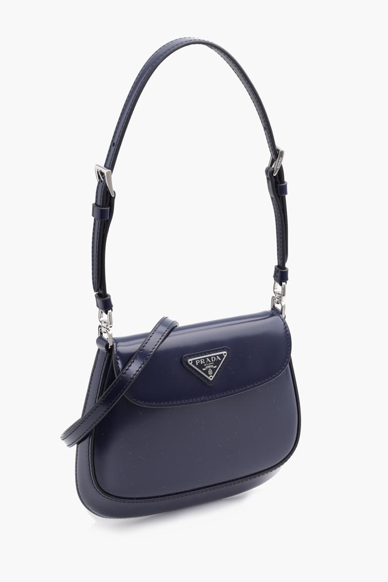 PRADA Cleo Flap Shoulder Bag in Baltic Blue Brushed Leather 2