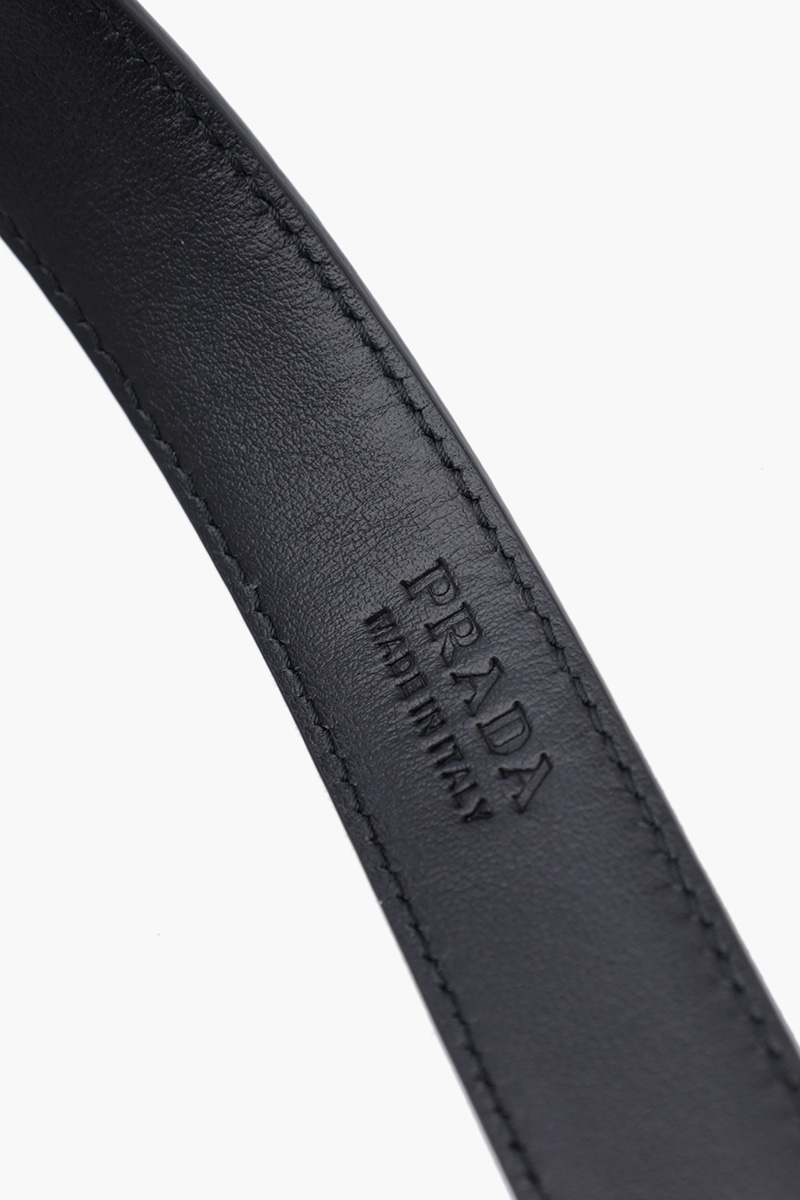 PRADA Women Belt 2cm Black Saffiano Leather SHW with Triangular Logo Buckle 4
