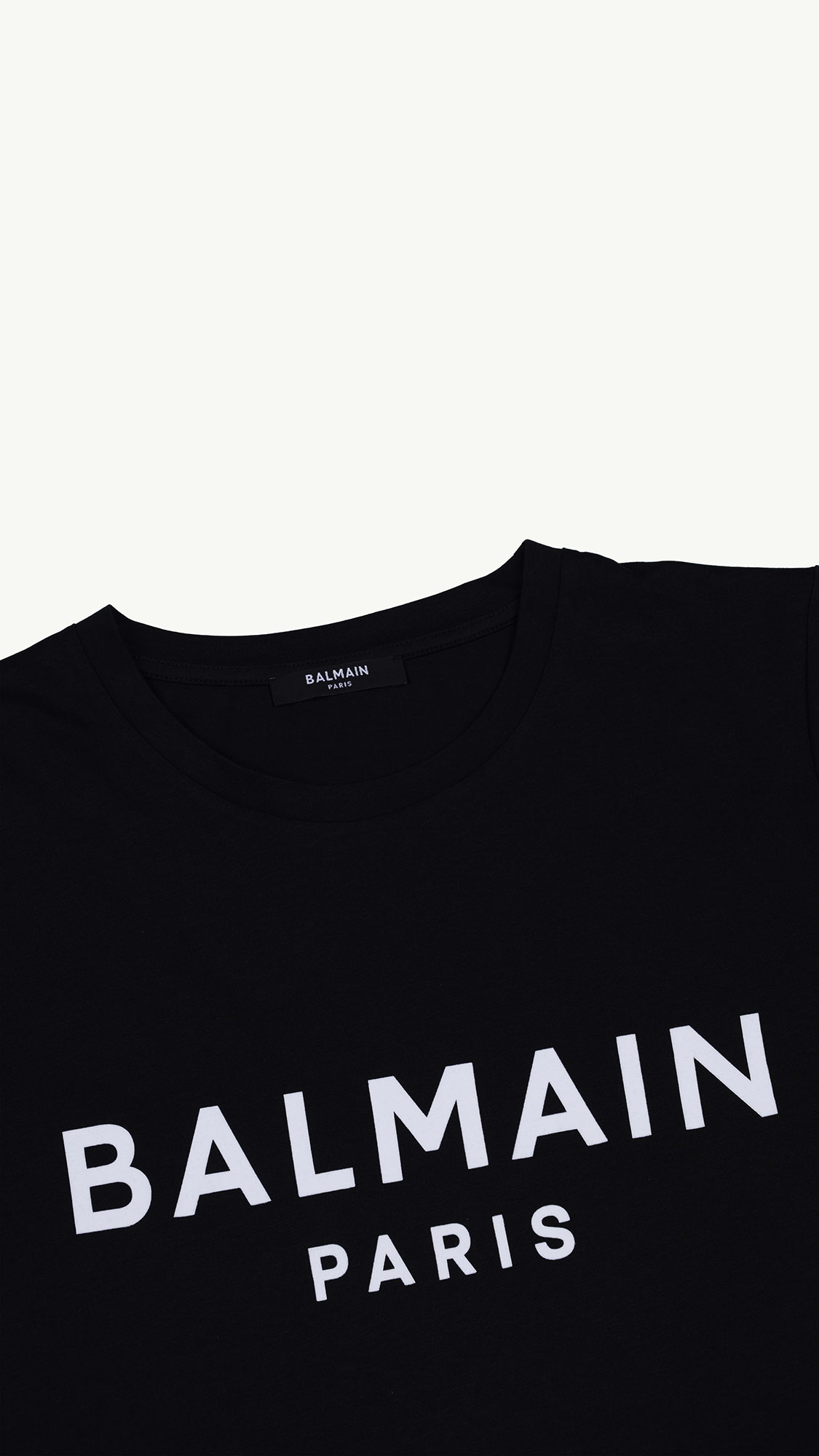 BALMAIN Women Balmain Paris Flocked Suede Logo T-Shirt in Black/White 2
