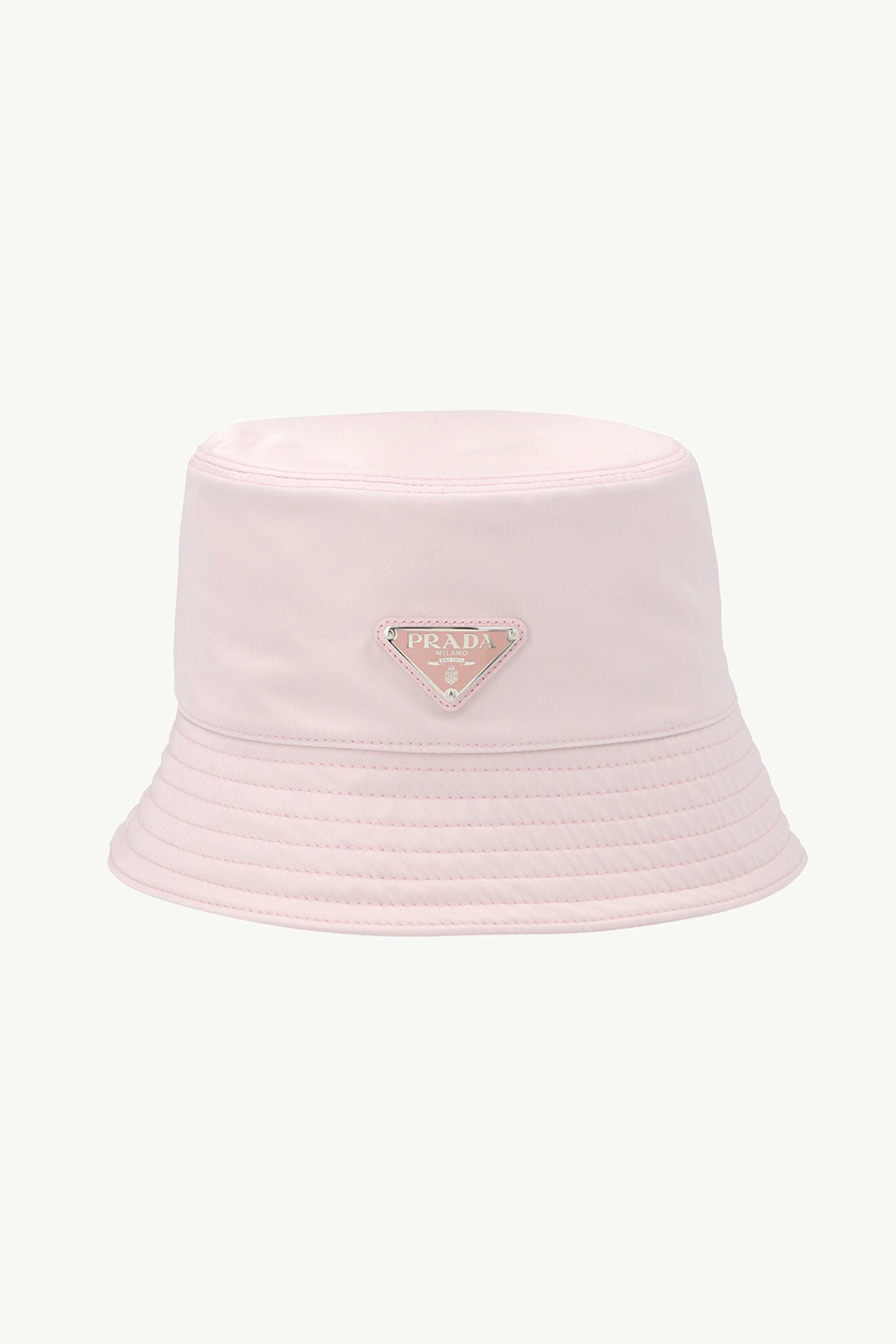 Prada Triangle Logo Bucket Hat in Alabaster Pink Re-Nylon 0