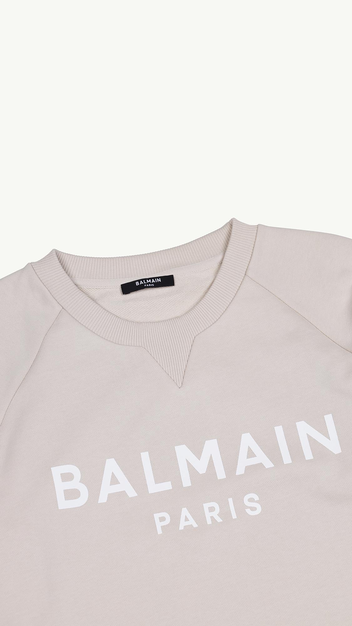 BALMAIN Women Balmain Paris Flocked Logo Sweatshirt in Beige/White 2