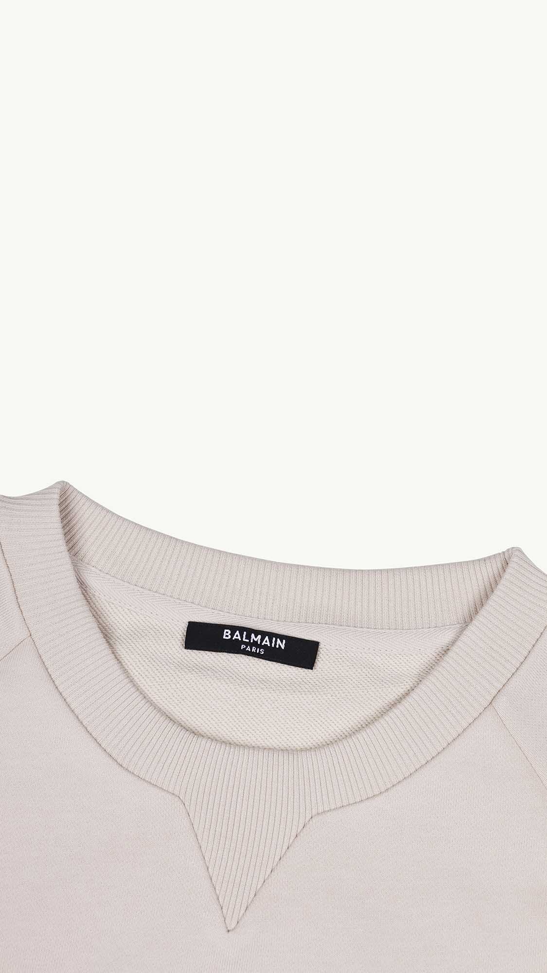BALMAIN Women Balmain Paris Flocked Logo Sweatshirt in Beige/White 3