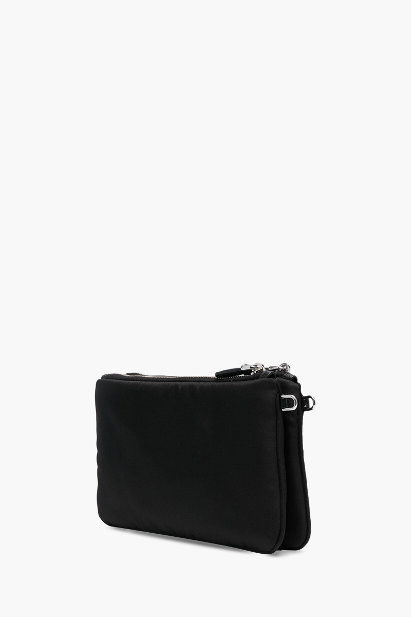 PRADA Re-Nylon Partitioned Zip Clutch in Black with Wrist Strap 1