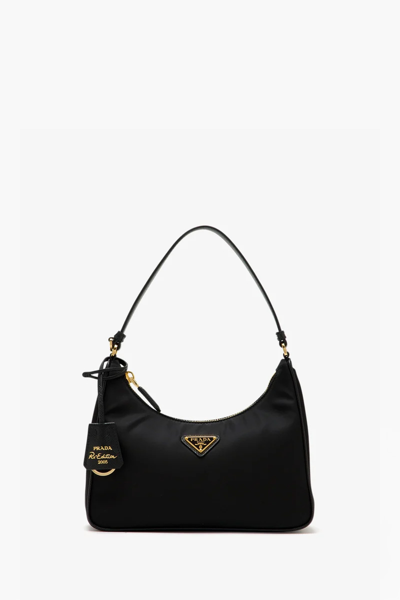 PRADA Mini Re-Edition 2005 Shoulder Bag in Black Re-Nylon and Saffiano Leather 0