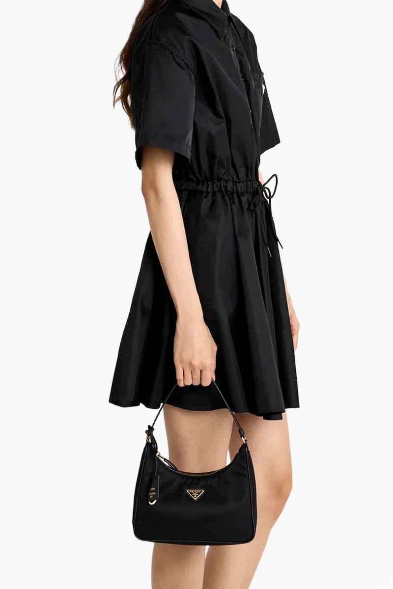 PRADA Mini Re-Edition 2005 Shoulder Bag in Black Re-Nylon and Saffiano Leather 3