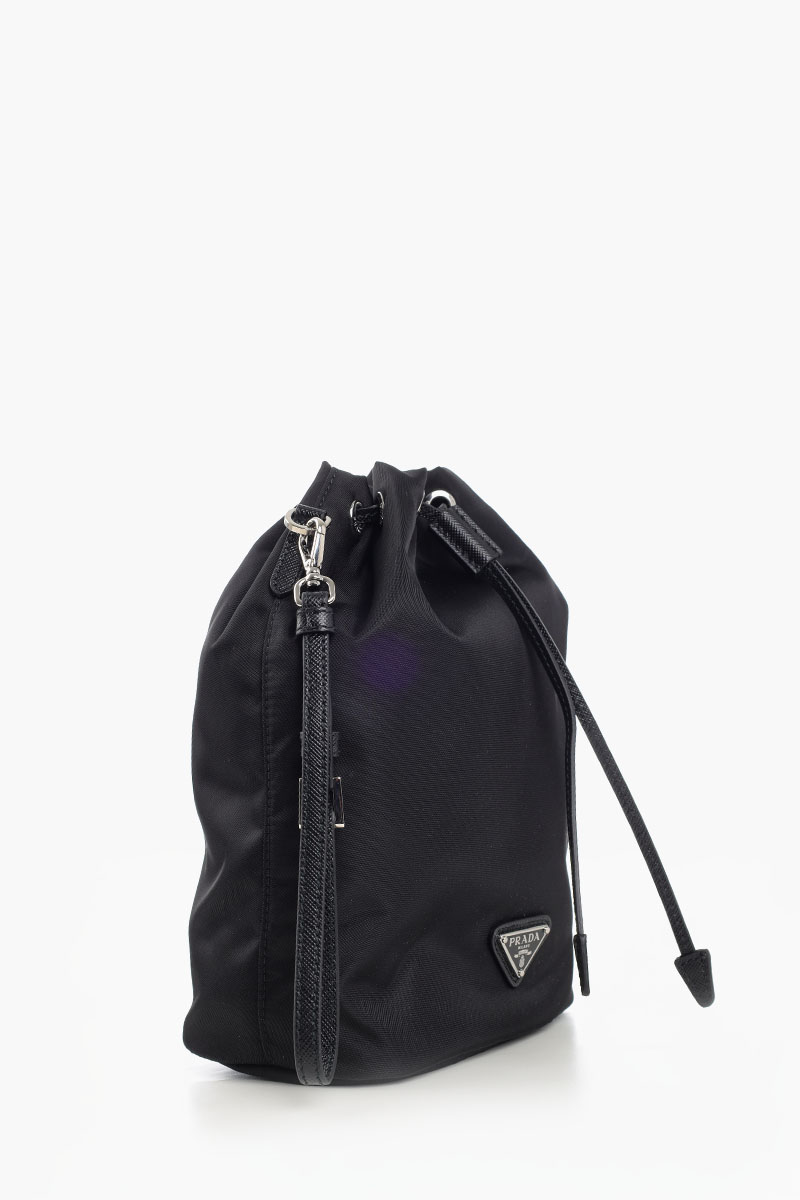PRADA Triangle Logo Pouch in Black Re-Nylon 1